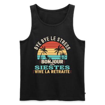 Idée Cadeau Départ Retraite Homme Femme - Débardeur bio Premium Homme - noir - Devant - Michal (187cm)