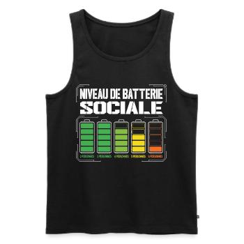 Niveau De Batterie Sociale Humour Introverti - Débardeur bio Premium Homme - noir - Devant - Michal (187cm)