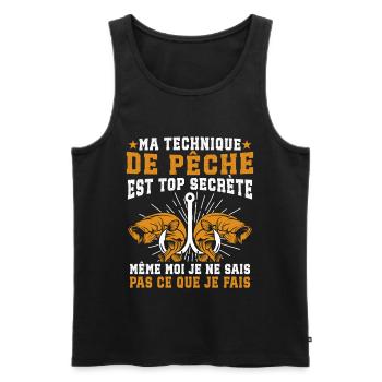 ma technique de pêche est top secret - Débardeur bio Premium Homme - noir - Devant - Michal (187cm)