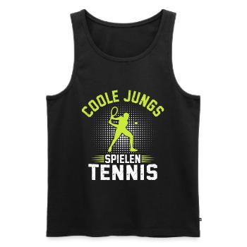 Coole Jungs Spielen Tennis  - Männer Premium Bio Tank Top - Schwarz - Vorne - AI Model Male 178 light (178cm)