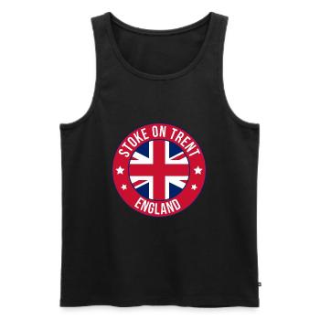 Stoke on Trent England Round Flag Badge - Men's Premium Organic Tank Top - black - Front - Michal (187cm)