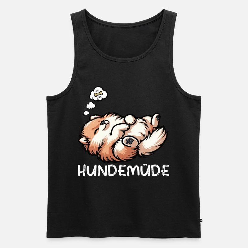 Hundemüde Zwergspitz Zwergspitze Spitzhund Spitz - Männer Premium Bio Tank Top - Schwarz