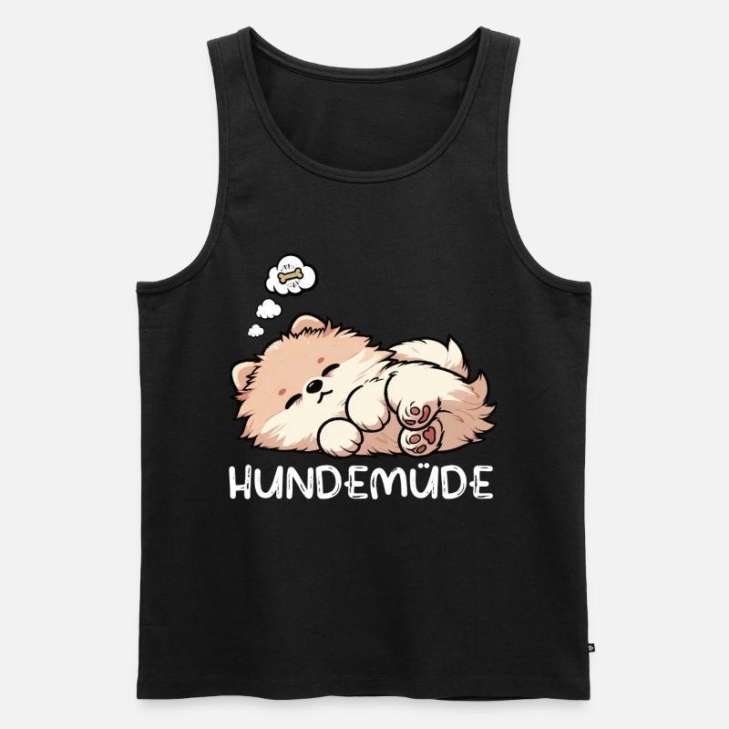 Hundemüde Zwergspitz Zwergspitze Spitzhund Spitz - Männer Premium Bio Tank Top - Schwarz