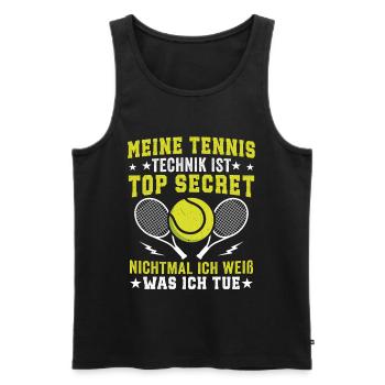 Meine Tennis Technik Is Top Secret  - Männer Premium Bio Tank Top - Schwarz - Vorne - AI Model Male 178 light (178cm)