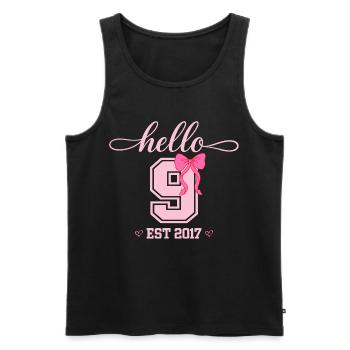 Hello 9 Est 2017 Girls Birthday Design - Men's Premium Organic Tank Top - black - Front - AI Model Male 178 light (178cm)