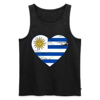 Uruguay_Flagge_Herz_used - Débardeur bio Premium Homme - noir - Devant - AI Model Male 178 light (178cm)