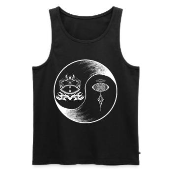Finde die Ruhe in dir (Umgekehrt) - Männer Premium Bio Tank Top - Schwarz - Vorne - Michal (187cm)