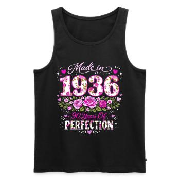 Cadeau 90 Ans Femme - Anniversaire 1936 Floral - Débardeur bio Premium Homme - noir - Devant - Michal (187cm)