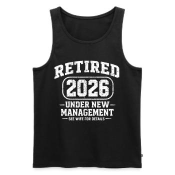 Retired 2026 under new humor direction - Men's Premium Organic Tank Top - black - Front - Michal (187cm)