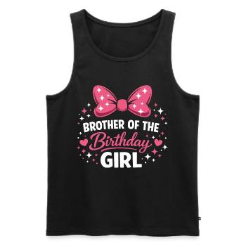 Girl's Birthday Design - Magic Pink Bow and E - Men's Premium Organic Tank Top - black - Front - AI Model Male 178 light (178cm)