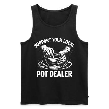 Humor Pottery – Unterstützen Sie Ihren lokalen Pot Dealer Wein - Männer Premium Bio Tank Top - Schwarz - Vorne - Michal (187cm)