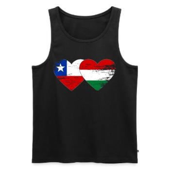 Bolivien_Ungarn_Flagge_Herz_used - Men's Premium Organic Tank Top - black - Front - Michal (187cm)