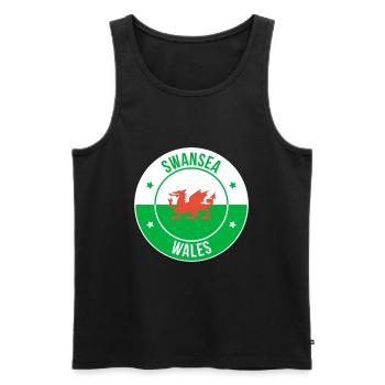 Swansea Wales Dragon Emblem - Men's Premium Organic Tank Top - black - Front - Michal (187cm)