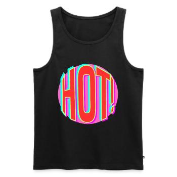 Neon Hot Retro Schriftzug - Männer Premium Bio Tank Top - Schwarz - Vorne - AI Model Male 178 light (178cm)