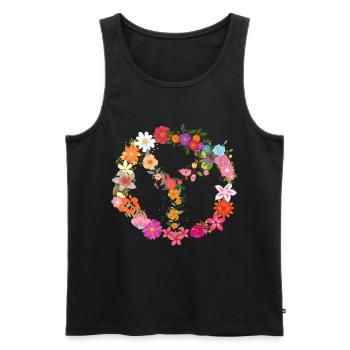 Flower Power Peace Symbol - Männer Premium Bio Tank Top - Schwarz - Vorne - AI Model Male 178 light (178cm)