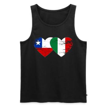 Cœur du drapeau chili italien utilisé - Débardeur bio Premium Homme - noir - Devant - Michal (187cm)