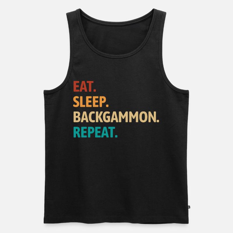 Eat Sleep Backgammon Repeat | Brettspiel - Männer Premium Bio Tank Top - Schwarz
