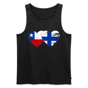 Chile Finnland Flagge Herz - Männer Premium Bio Tank Top - Schwarz - Vorne - Michal (187cm)