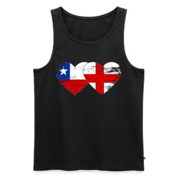 Chile England flag heart - Men's Premium Organic Tank Top - black - Front - AI Model Male 178 light (178cm)