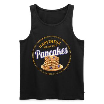 Pancake Dessert Vintage Design für Naschkatzen - Männer Premium Bio Tank Top - Schwarz - Vorne - Michal (187cm)