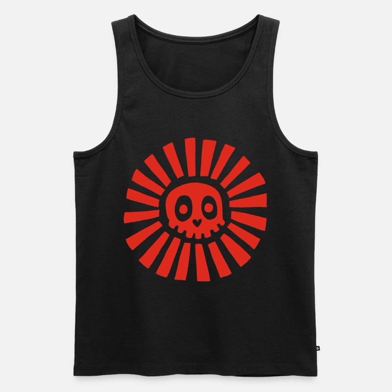Red Sunny Skull - Männer Premium Bio Tank Top - Schwarz