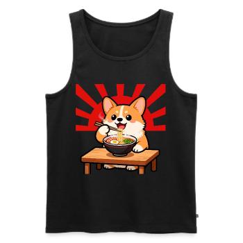 Corgi Isst Ramen Nudel Hund Kawaii - Männer Premium Bio Tank Top - Schwarz - Vorne - Michal (187cm)