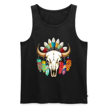 Art amérindien de Buffalo Skull - Débardeur bio Premium Homme - noir - Devant - AI Model Male 178 light (178cm)