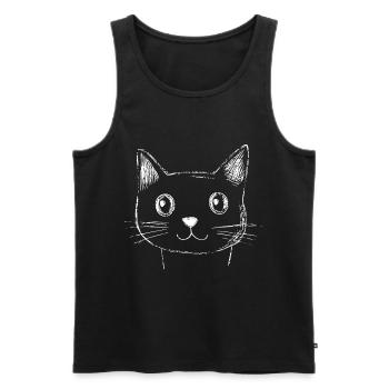 Katze Gesicht Skizze  - Männer Premium Bio Tank Top - Schwarz - Vorne - AI Model Male 178 light (178cm)