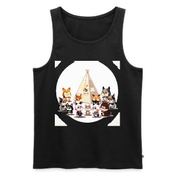 Animal Campfire Round - Men's Premium Organic Tank Top - black - Front - AI Model Male 178 light (178cm)