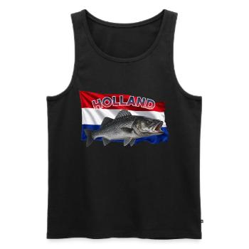 Wolfsbarsch Angeln Holland - Küstenangeln Design - Männer Premium Bio Tank Top - Schwarz - Vorne - AI Model Male 178 light (178cm)