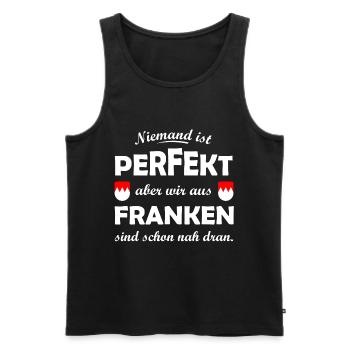 Niemand ist perfekt – Franken nah dran - Männer Premium Bio Tank Top - Schwarz - Vorne - AI Model Male 178 light (178cm)