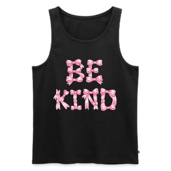 Be Kind Pink Bow T-Shirt Coquette Ästhetik - Männer Premium Bio Tank Top - Schwarz - Vorne - AI Model Male 178 light (178cm)