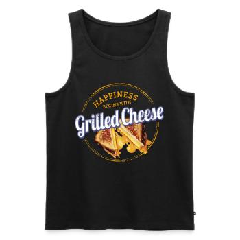 Toast au fromage grillé au fromage grillé design vintage - Débardeur bio Premium Homme - noir - Devant - Michal (187cm)