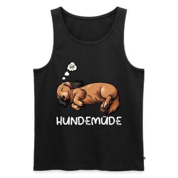 Hundemüde Langhaardackel Dackel Dackelhalter  - Männer Premium Bio Tank Top - Schwarz - Vorne - Michal (187cm)