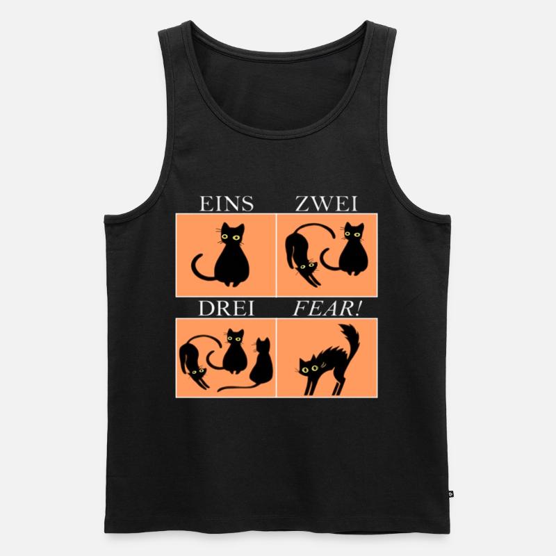 Vier Katzen Panels mit Spruch Fear - Männer Premium Bio Tank Top - Schwarz