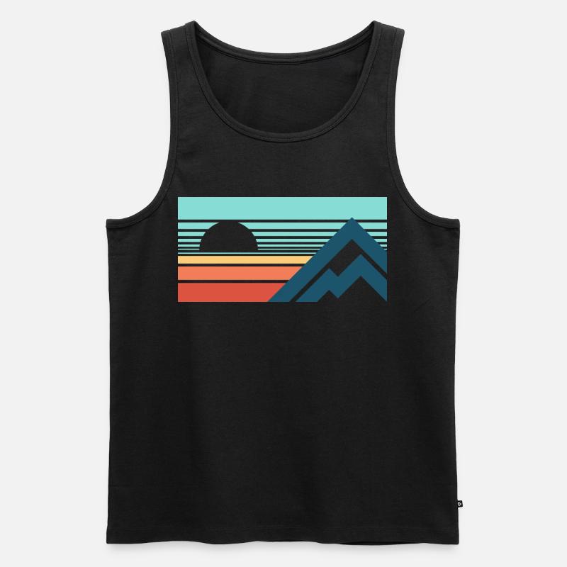 Mountains Sun Abstract - Männer Premium Bio Tank Top - Schwarz