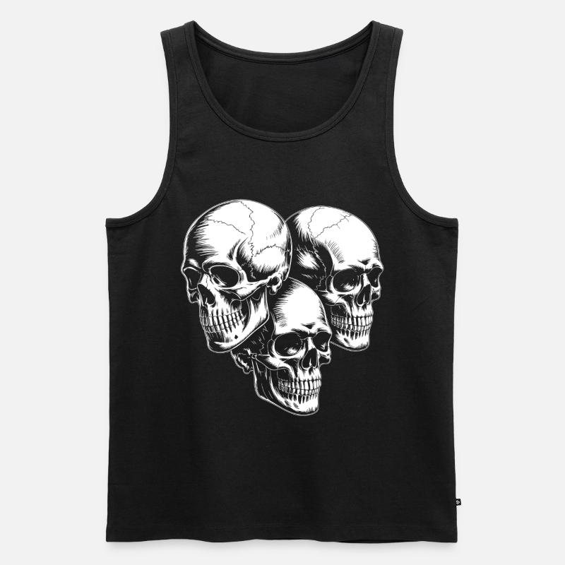 Dreifach Totenschädel Silhouette - Männer Premium Bio Tank Top - Schwarz