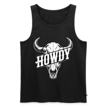 Howdy Skull Western Print - Men's Premium Organic Tank Top - black - Front - AI Model Male 178 light (178cm)