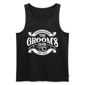 The Grooms Club - Men's Premium Organic Tank Top - black - Front - AI Model Male 178 light (178cm)