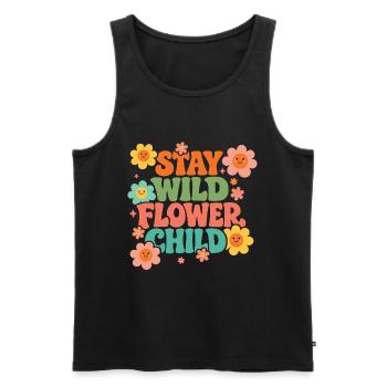 Stay Wild Flower Child - Men's Premium Organic Tank Top - black - Front - AI Model Male 178 light (178cm)