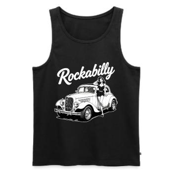 Rockabilly Pin-Up & Hot Rod Classic Car Design - Men's Premium Organic Tank Top - black - Front - AI Model Male 178 light (178cm)