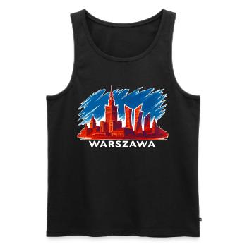 Warschau Skyline Kunst – Warszawa Silhouette - Männer Premium Bio Tank Top - Schwarz - Vorne - Michal (187cm)