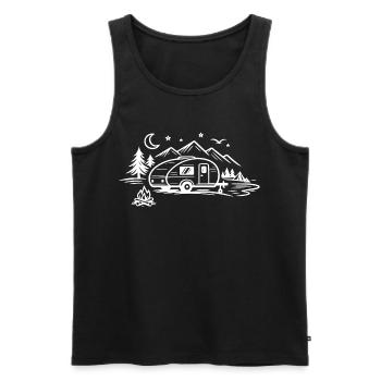 Camping Trailer Landscape - Men's Premium Organic Tank Top - black - Front - AI Model Male 178 light (178cm)