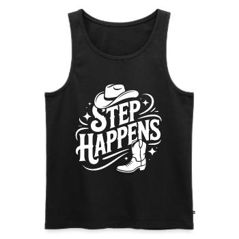 Line Dance Step Happens Western Design - Männer Premium Bio Tank Top - Schwarz - Vorne - AI Model Male 178 light (178cm)