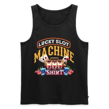 Lucky Slot Machine Casino Gambling Vegas - Men's Premium Organic Tank Top - black - Front - Michal (187cm)