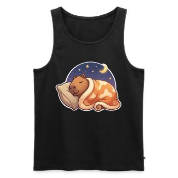 Capybara Sleeping - Men's Premium Organic Tank Top - black - Front - Michal (187cm)