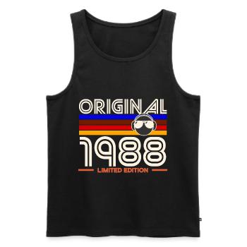1988 Retro Vinyl Headphone Edition - Men's Premium Organic Tank Top - black - Front - AI Model Male 178 light (178cm)