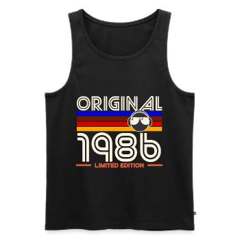 Original 1986 Edition Limitée - Débardeur bio Premium Homme - noir - Devant - AI Model Male 178 light (178cm)