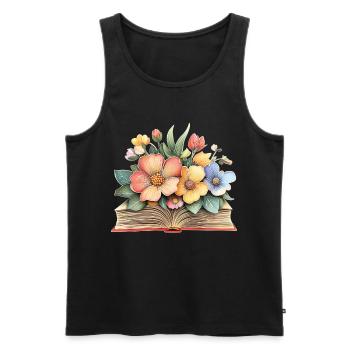 Livre fleuri - Débardeur bio Premium Homme - noir - Devant - Michal (187cm)