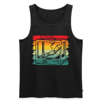 Retro Vintage 3D Drucker Roboterarm Maker - Männer Premium Bio Tank Top - Schwarz - Vorne - AI Model Male 178 light (178cm)
